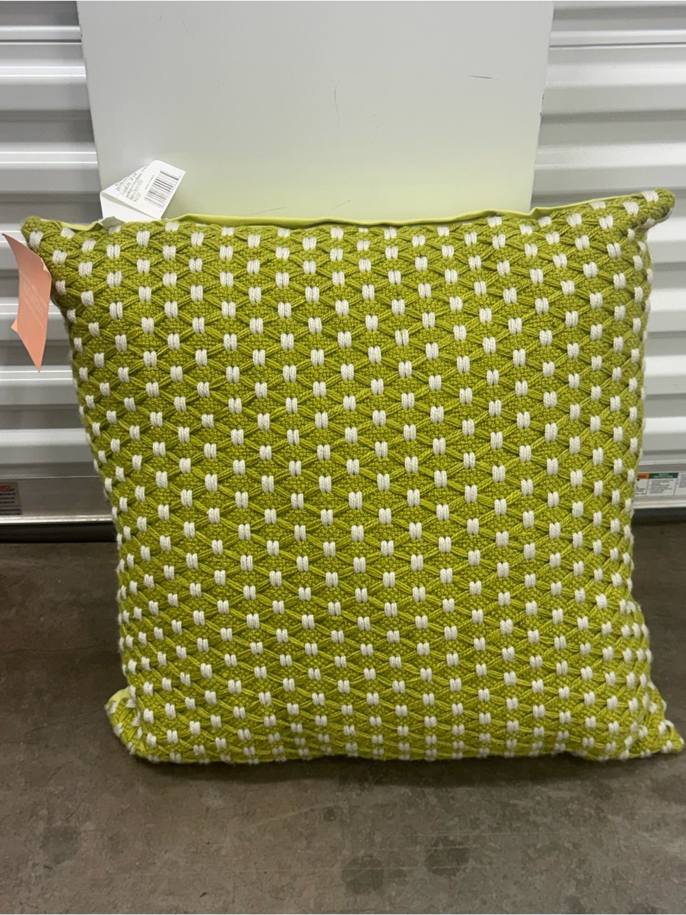 Handwoven Lime Green and White Accent Pillow - Home Accents